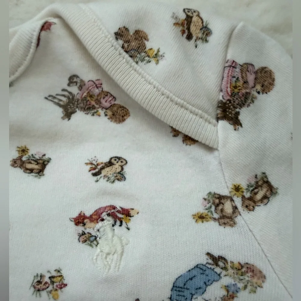 Ralph Lauren Cotton Bear 🐻 Floral 🌸  Print Girls Bodysuit Set- 24 M